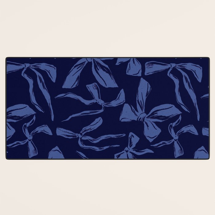 Blue bow pattern with dark background Desk Mat Gallery Image 3