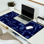 Blue bow pattern with dark background Desk Mat Gallery Image 2