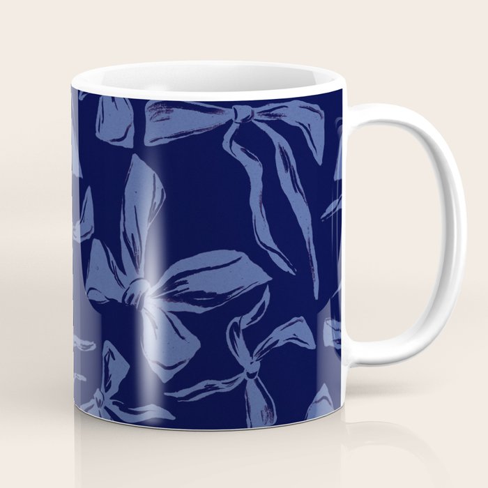 Blue bow pattern with dark background Coffee Mug Gallery Image 1