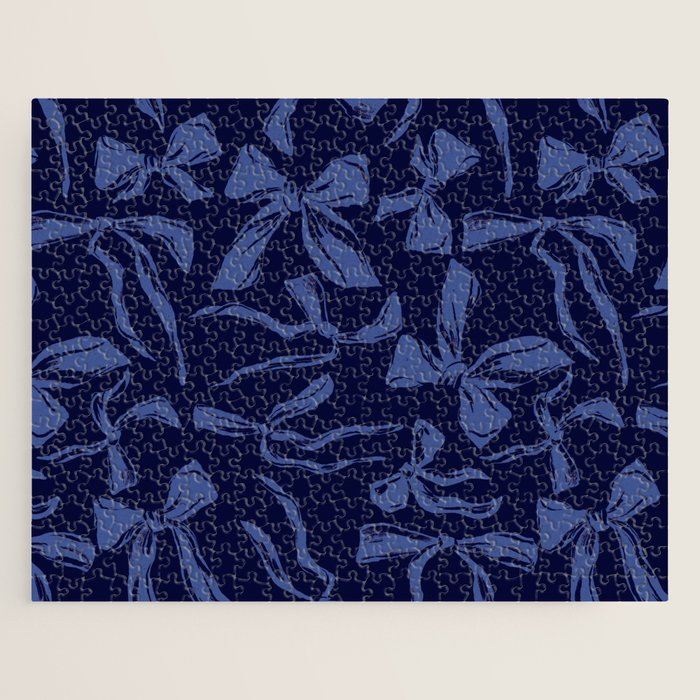 Blue bow pattern with dark background Jigsaw Puzzle Gallery Image 1