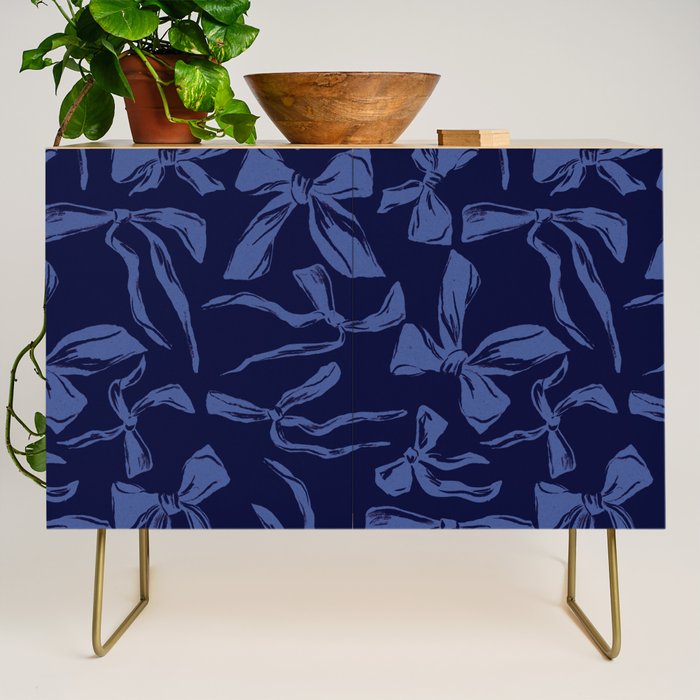 Blue bow pattern with dark background Credenza Gallery Image 1