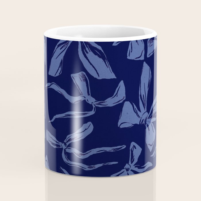 Blue bow pattern with dark background Coffee Mug Gallery Image 4