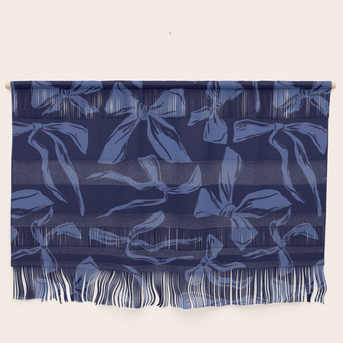 Blue bow pattern with dark background Wall Hanging Gallery Image 1