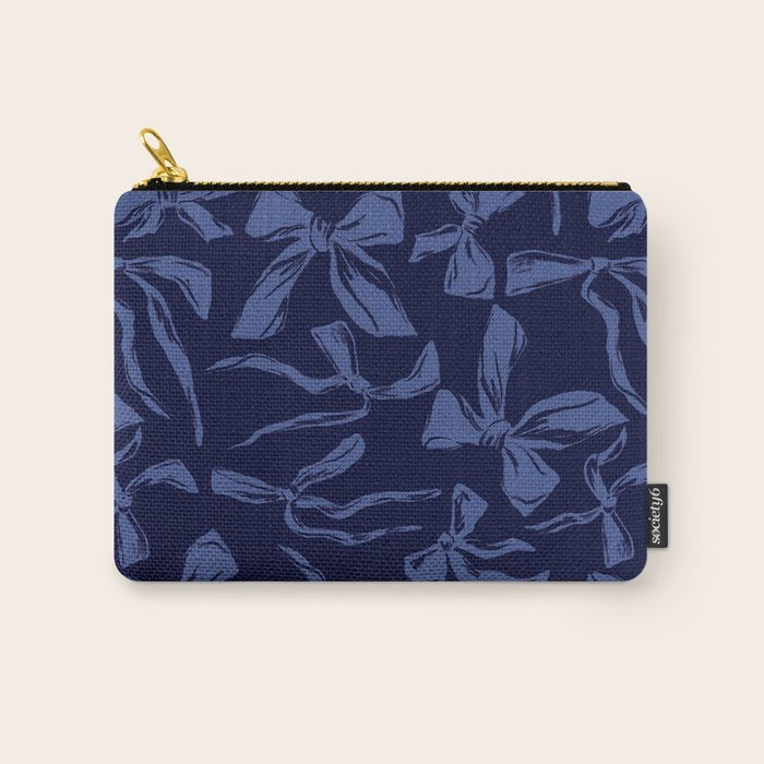 Blue bow pattern with dark background Carry All Pouch Gallery Image 1