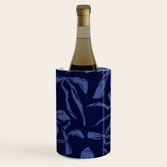 Blue bow pattern with dark background Wine Chiller Gallery Image 2