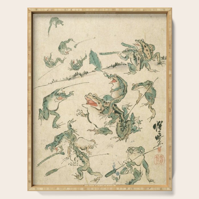 Battle Of The Frogs - Kawanabe Kyosai Serving Tray Gallery Image 1