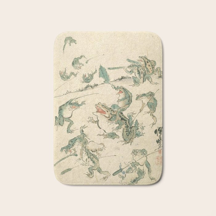 Battle Of The Frogs - Kawanabe Kyosai Bath Mat Gallery Image 1