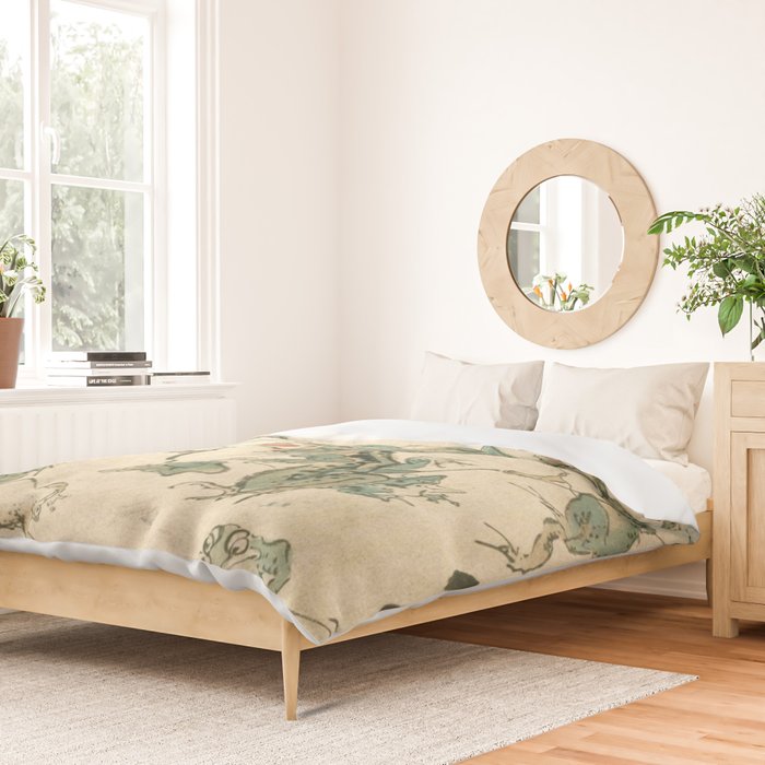 Battle Of The Frogs - Kawanabe Kyosai Duvet Cover Gallery Image 2