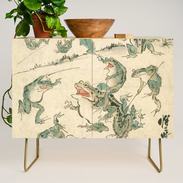 Battle Of The Frogs - Kawanabe Kyosai Credenza Gallery Image 1