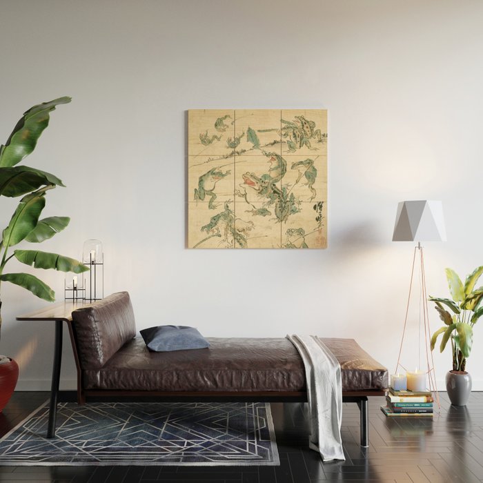 Battle Of The Frogs - Kawanabe Kyosai Wood Wall Art Gallery Image 2