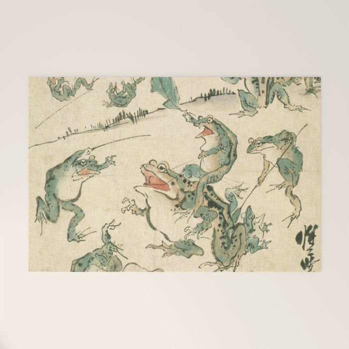 Battle Of The Frogs - Kawanabe Kyosai Welcome Mat Gallery Image 1