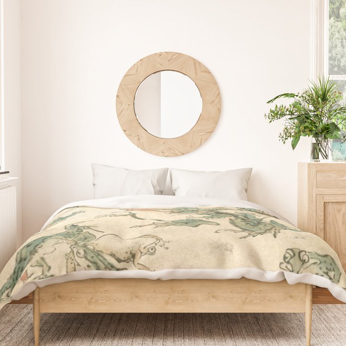 Battle Of The Frogs - Kawanabe Kyosai Duvet Cover Gallery Image 3