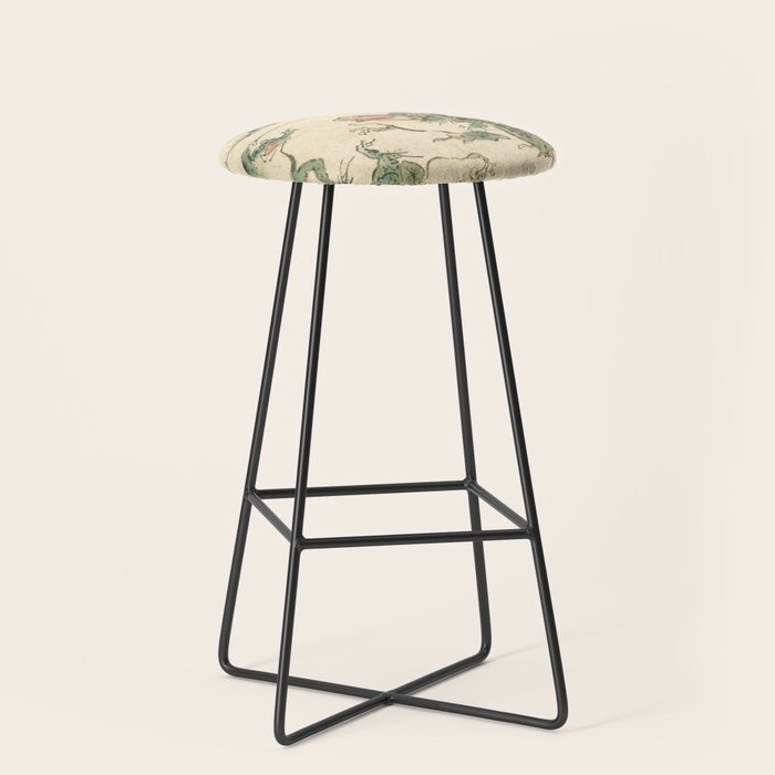 Battle Of The Frogs - Kawanabe Kyosai Stool Gallery Image 1