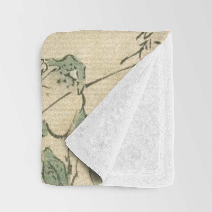 Battle Of The Frogs - Kawanabe Kyosai Throw Blanket Gallery Image 3
