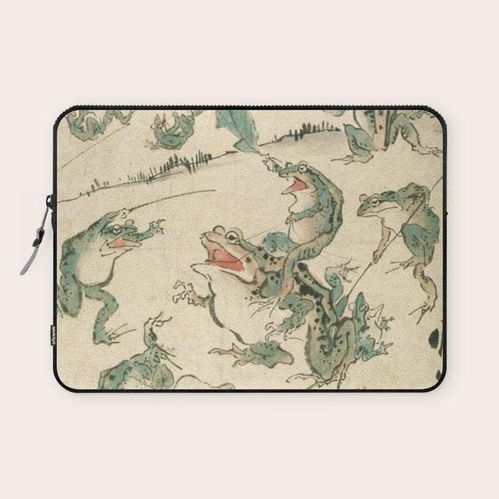 Battle Of The Frogs - Kawanabe Kyosai Laptop Sleeve Gallery Image 1