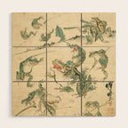 Battle Of The Frogs - Kawanabe Kyosai Wood Wall Art Gallery Image 1