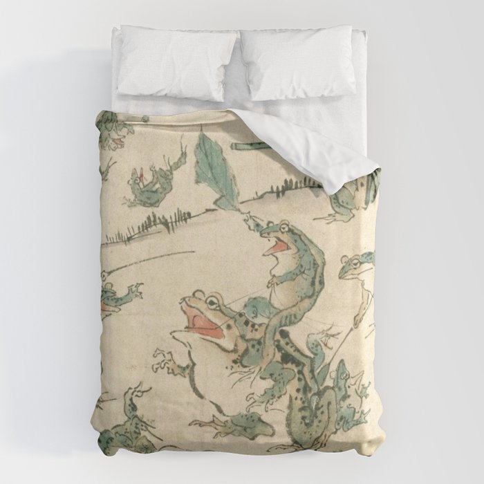 Battle Of The Frogs - Kawanabe Kyosai Duvet Cover Gallery Image 6