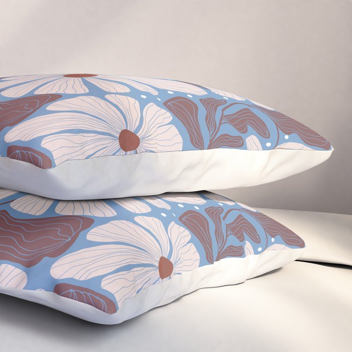 Retro modern white daisies illustration  Pillow Sham Gallery Image 3