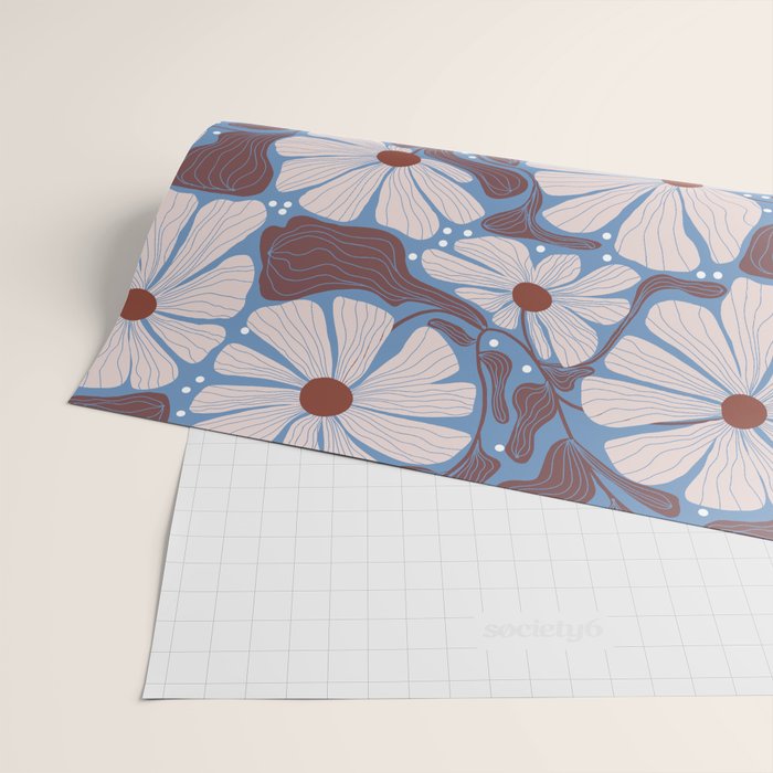 Retro modern white daisies illustration  Wrapping Paper Gallery Image 2