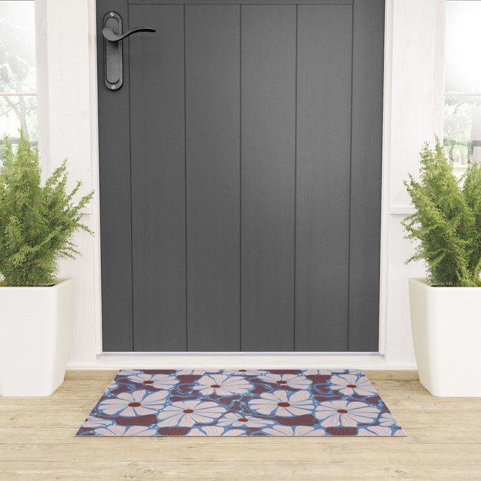 Retro modern white daisies illustration  Welcome Mat Gallery Image 3
