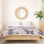 Retro modern white daisies illustration  Duvet Cover Gallery Image 3