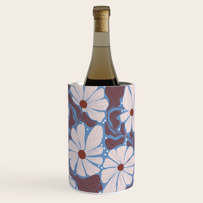 Retro modern white daisies illustration  Wine Chiller Gallery Image 2
