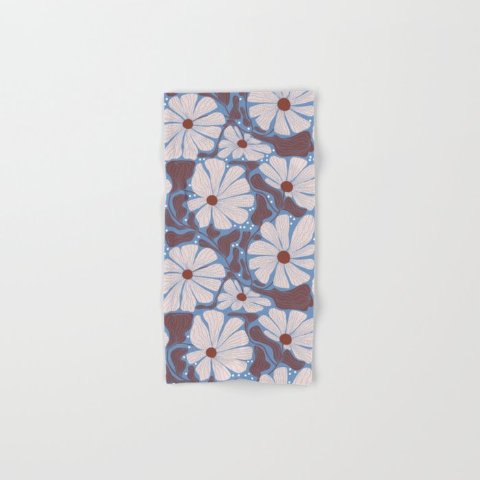 Retro modern white daisies illustration  Bath Towel Gallery Image 1