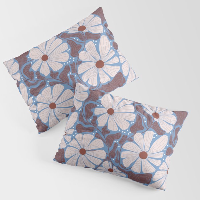 Retro modern white daisies illustration  Pillow Sham Gallery Image 3