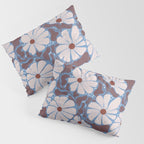 Retro modern white daisies illustration  Pillow Sham Gallery Image 3
