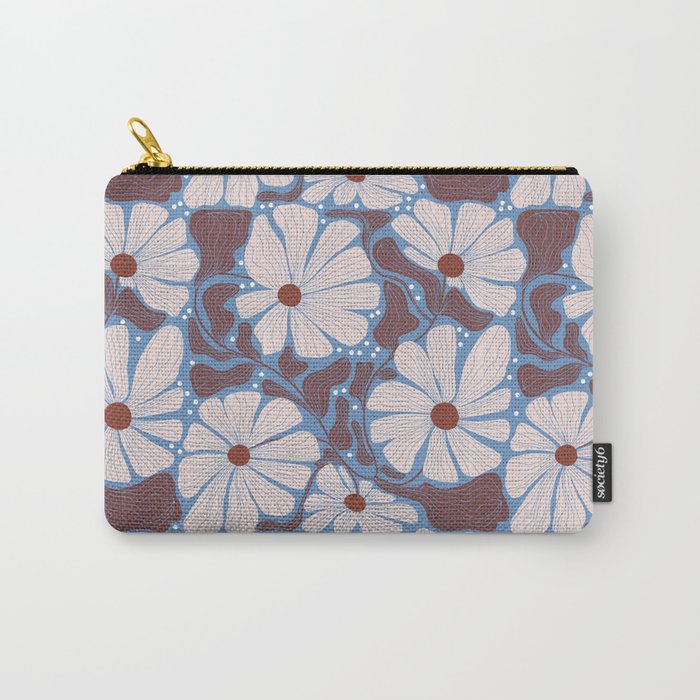 Retro modern white daisies illustration  Carry All Pouch Gallery Image 1
