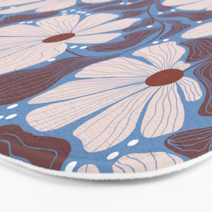 Retro modern white daisies illustration  Bath Mat Gallery Image 3