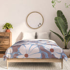 Retro modern white daisies illustration  Comforter Gallery Image 3