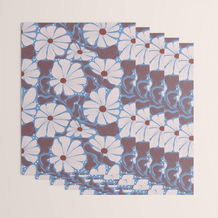 Retro modern white daisies illustration  Wrapping Paper Gallery Image 3