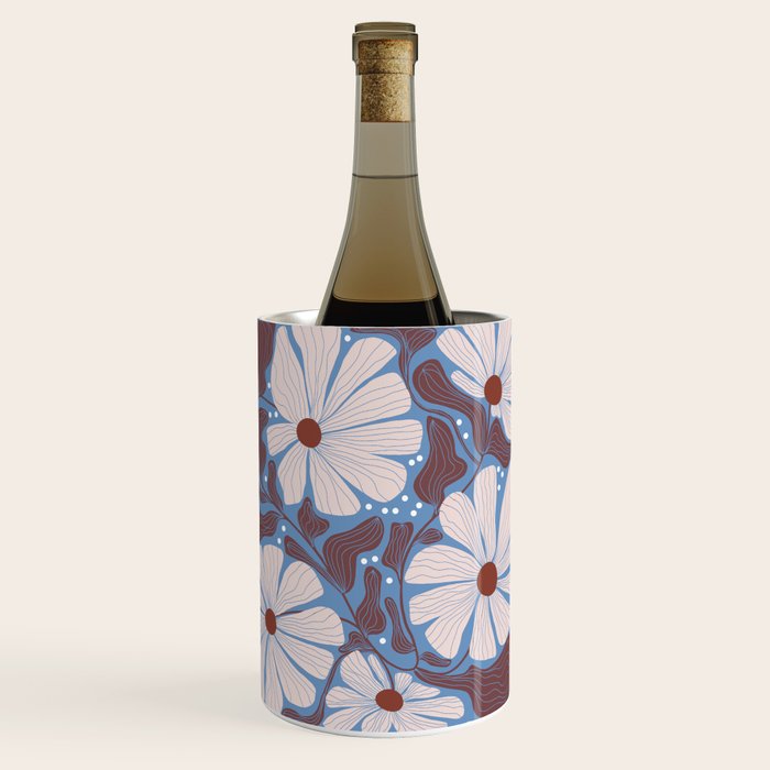 Retro modern white daisies illustration  Wine Chiller Gallery Image 1
