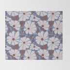 Retro modern white daisies illustration  Throw Blanket Gallery Image 2