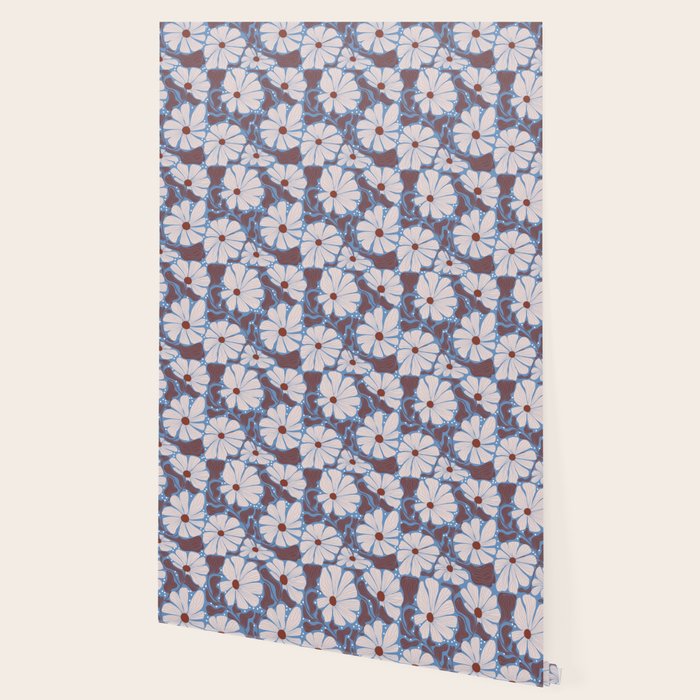 Retro modern white daisies illustration  Wallpaper Gallery Image 2