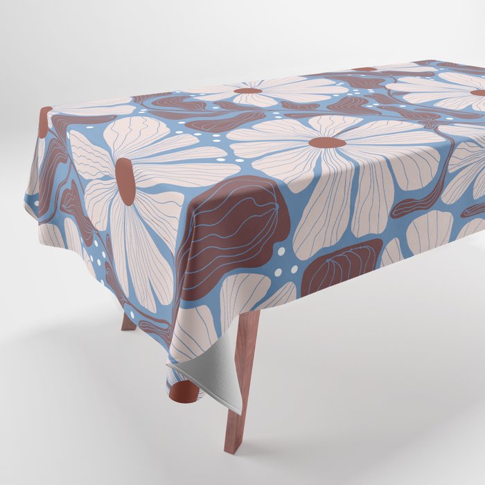 Retro modern white daisies illustration  Tablecloth Gallery Image 1