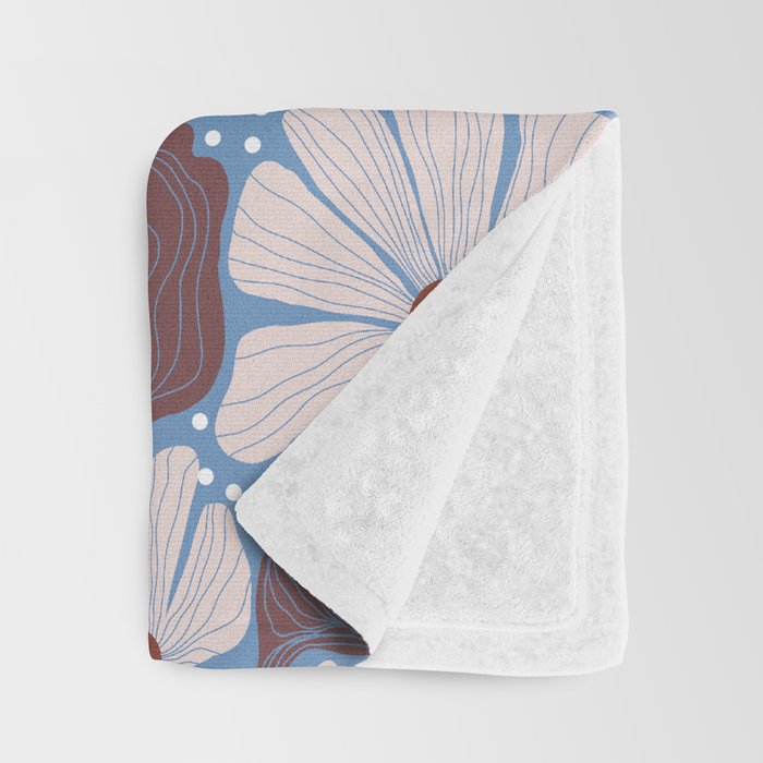 Retro modern white daisies illustration  Throw Blanket Gallery Image 3