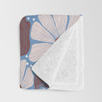 Retro modern white daisies illustration  Throw Blanket Gallery Image 3