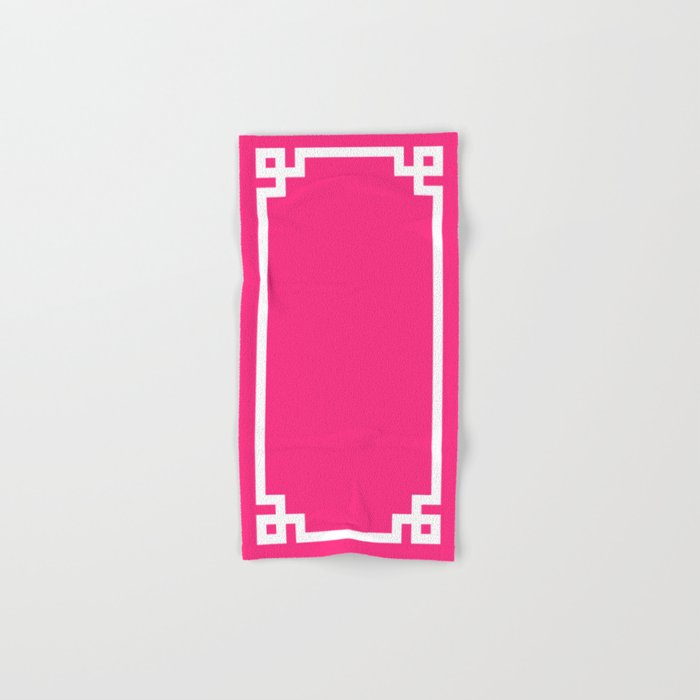 Light Hot Pink and White Greek Key Bath Towel Gallery Image 1