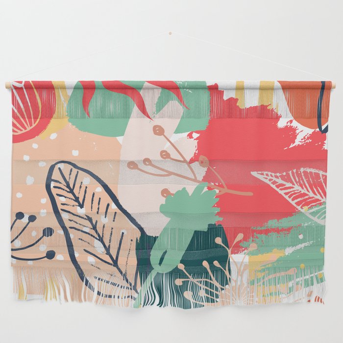 Summer Floral Prints, Abstract, Red and Green, Colourful Prints. Wall Hanging Gallery Image 1