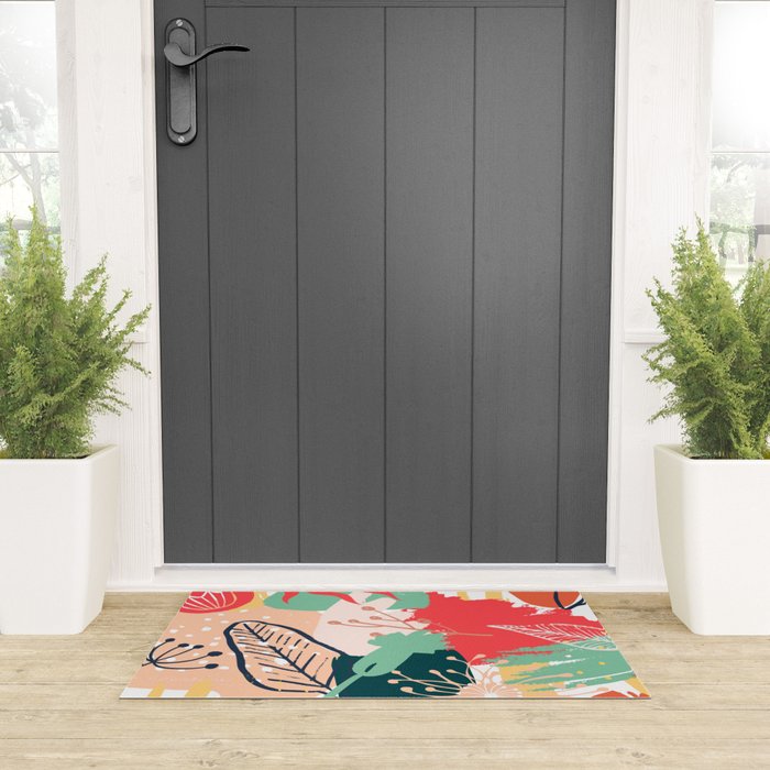 Summer Floral Prints, Abstract, Red and Green, Colourful Prints. Welcome Mat Gallery Image 3