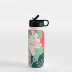 Summer Floral Prints, Abstract, Red and Green, Colourful Prints. Water Bottle Gallery Image 1