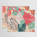 Summer Floral Prints, Abstract, Red and Green, Colourful Prints. Placemat Gallery Image 1