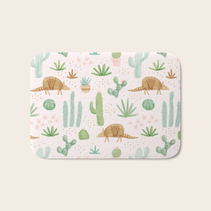 Armadillos in the Desert - Watercolor Bath Mat Gallery Image 1