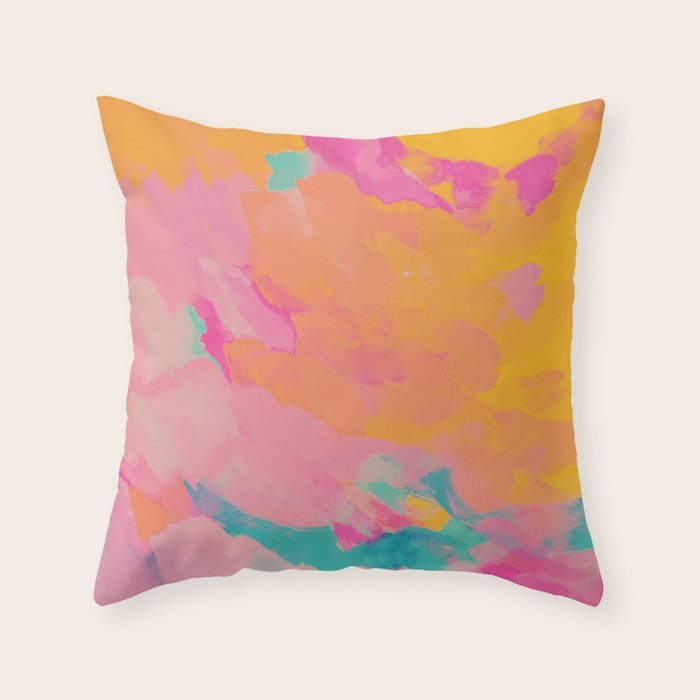 full color abstract sunset Throw Pillow Gallery Image 1