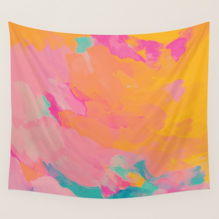 full color abstract sunset Wall Tapestry Gallery Image 1