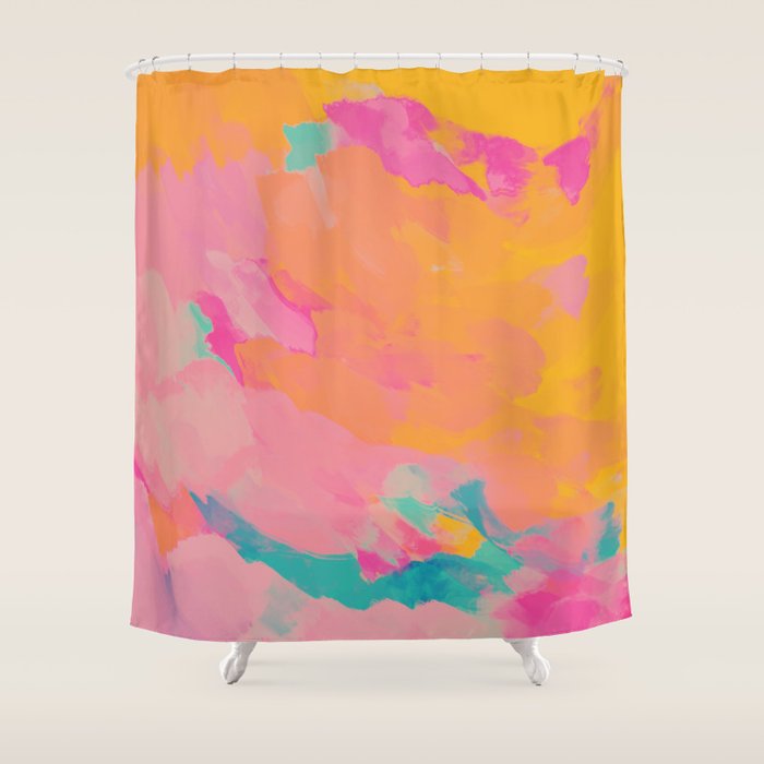 full color abstract sunset Shower Curtain Gallery Image 1