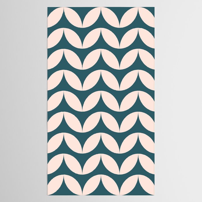 Geometric Leaf Shapes in Teal and Blush Tablecloth Gallery Image 2