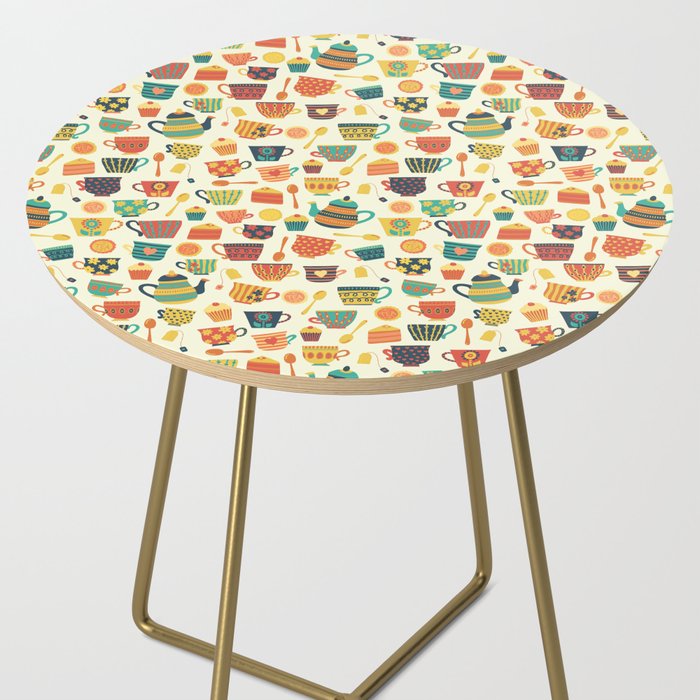 Vintage tea party - tea cups and sweets beige Side Table Gallery Image 2